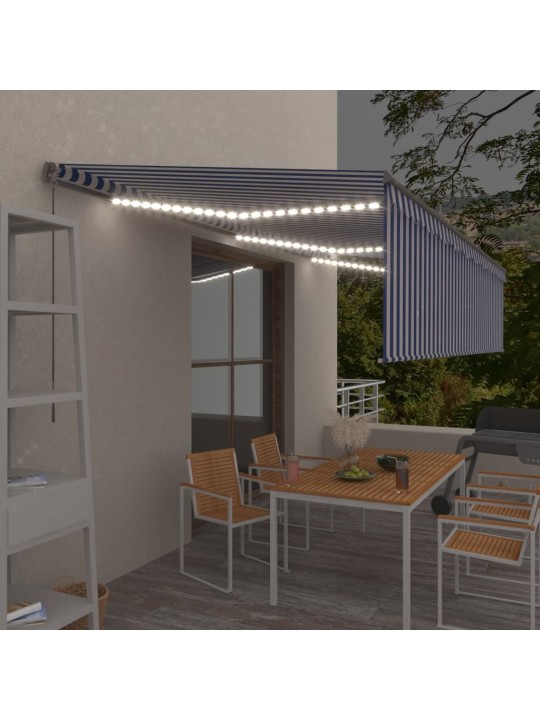 Izvelkama markīze ar žalūziju, led, 6x3 m, manuāla, zili balta