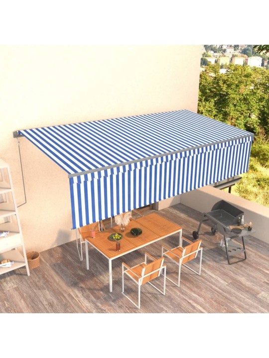 Izvelkama markīze ar žalūziju, 6x3 m, automātiska, zili balta
