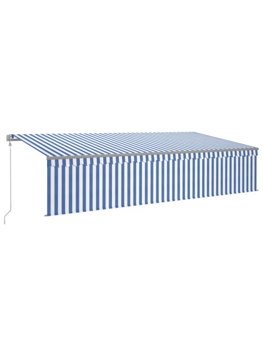 Markīze ar žalūziju, led, vēja sensoru, 6x3 m, zila ar baltu