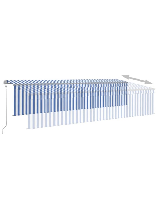 Markīze ar žalūziju, led, vēja sensoru, 6x3 m, zila ar baltu