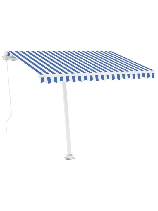 Izvelkama markīze ar led, 300x250 cm, manuāla, zila un balta