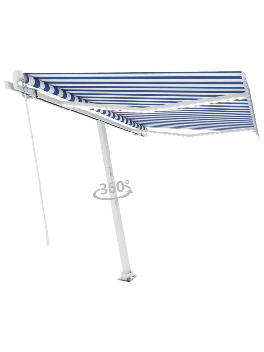 Izvelkama markīze ar led, 300x250 cm, manuāla, zila un balta