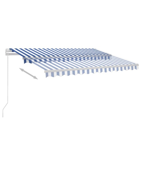 Izvelkama markīze ar led, 300x250 cm, manuāla, zila un balta