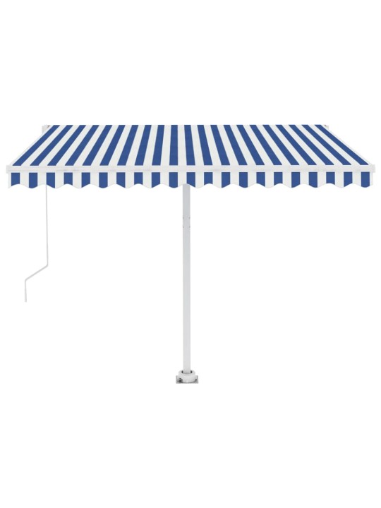 Izvelkama markīze ar led, 300x250 cm, manuāla, zila un balta