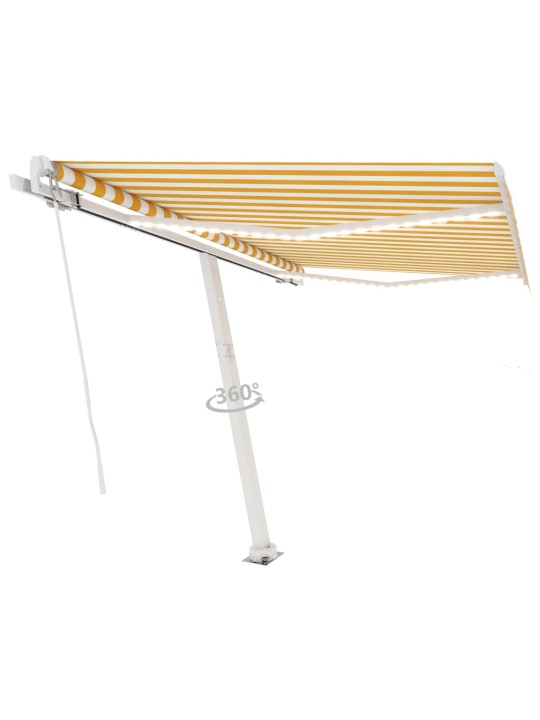 Izvelkama markīze ar led, 300x250cm, manuāla, dzeltena un balta