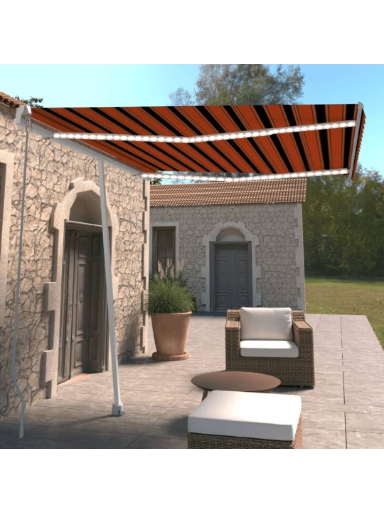 Izvelkama markīze ar led, 300x250 cm, manuāla, oranža un brūna