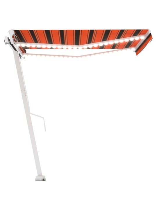 Izvelkama markīze ar led, manuāla, 350x250 cm, oranža un brūna