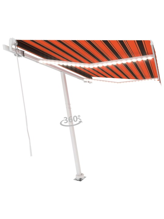 Izvelkama markīze ar led, manuāla, 350x250 cm, oranža un brūna