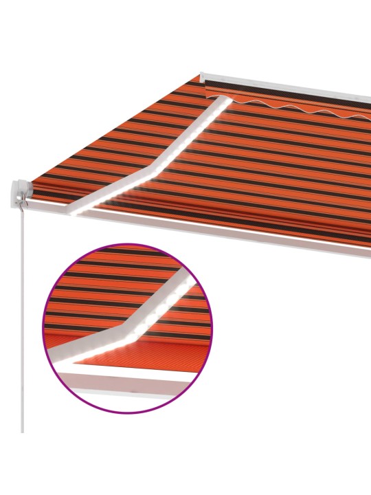 Izvelkama markīze ar led, manuāla, 350x250 cm, oranža un brūna