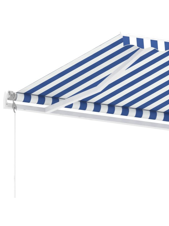 Markīze ar kātu, 350x250 cm, automātiska, zila/balta