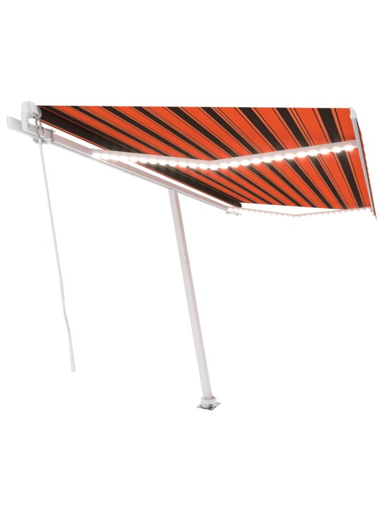 Izvelkama markīze ar led, 400x300 cm, oranža un brūna