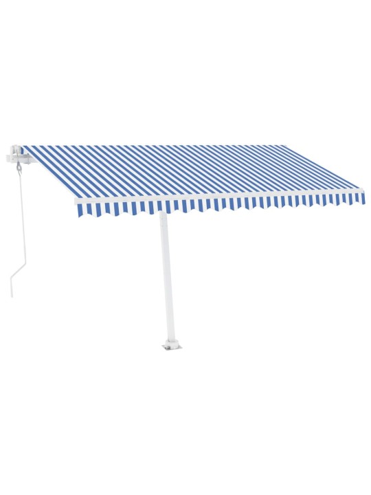Izvelkama markīze, led, vēja sensors, 400x300 cm, zila un balta
