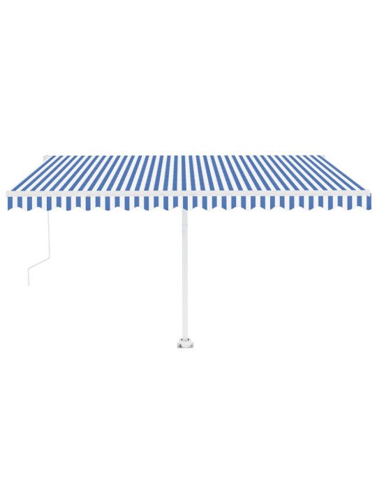 Izvelkama markīze, led, vēja sensors, 400x300 cm, zila un balta