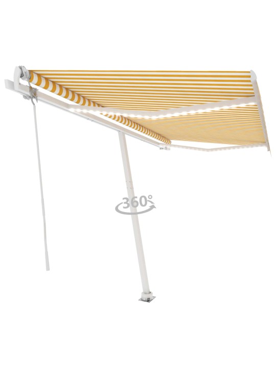 Izvelkama markīze, led, vēja sensors, dzeltenbalta, 400x300 cm
