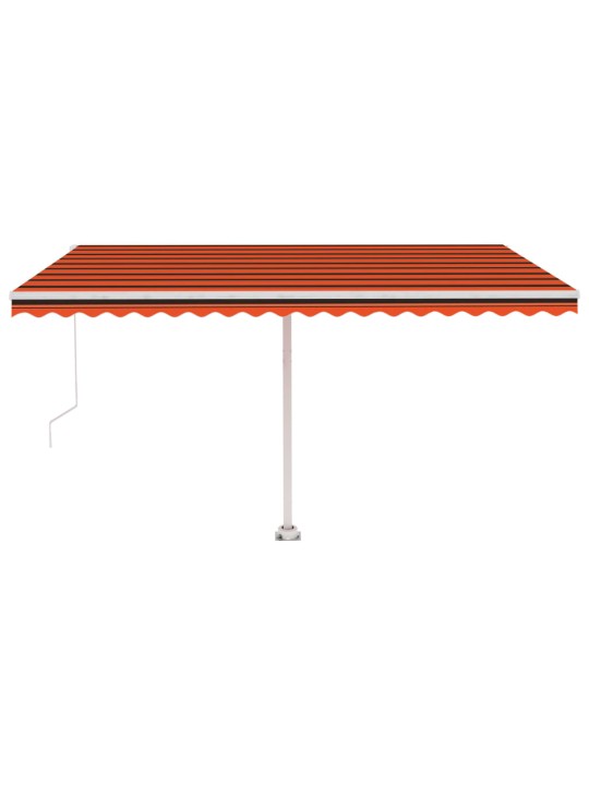 Izvelkama markīze ar led, manuāla, 450x300 cm, oranža un brūna