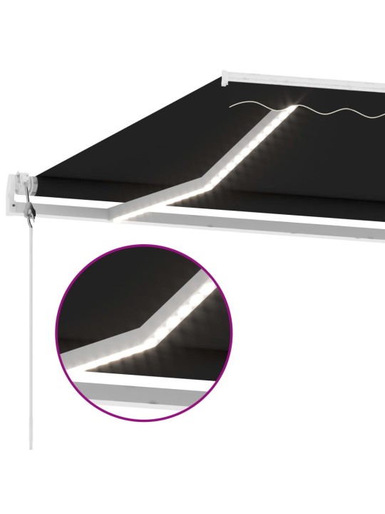Izvelkama markīze ar led un vēja sensoru, pelēka, 450x300 cm