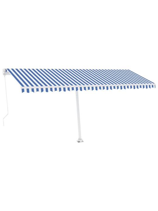 Izvelkama markīze ar led, 500x300 cm, manuāla, zili balta