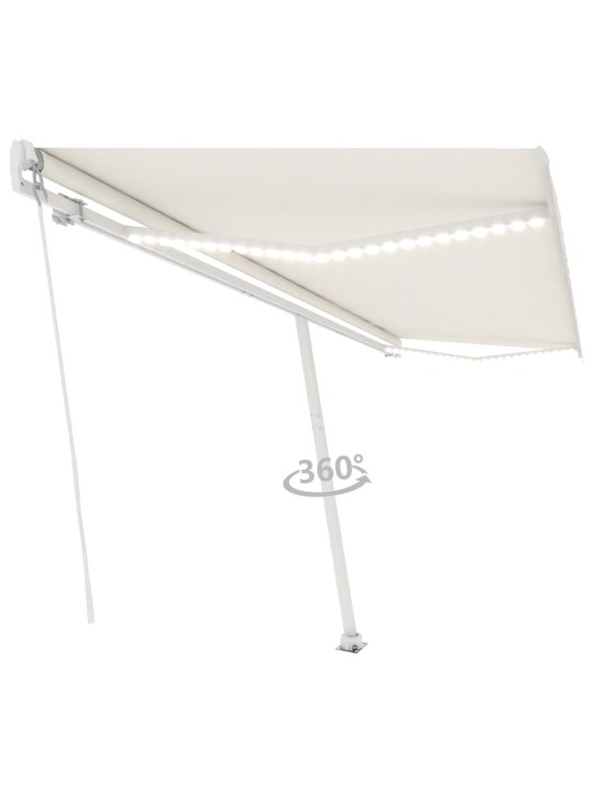Izvelkama markīze ar LED, 500x300 cm, manuāla, krēmkrāsas