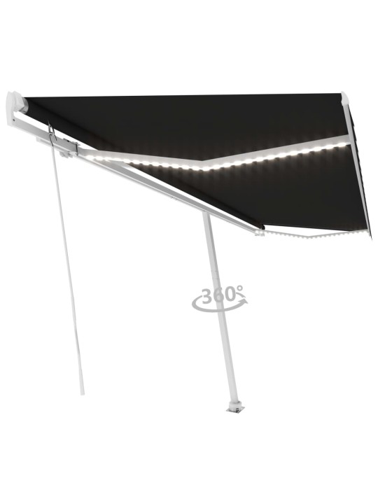 Izvelkama markīze ar led, 500x300 cm, manuāla, antracītpelēka
