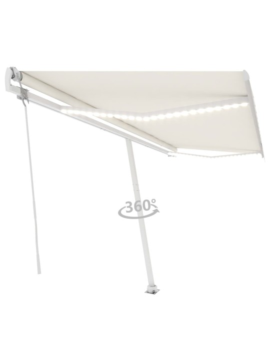 Izvelkama markīze, LED, vēja sensors, krēmkrāsas, 500x300 cm