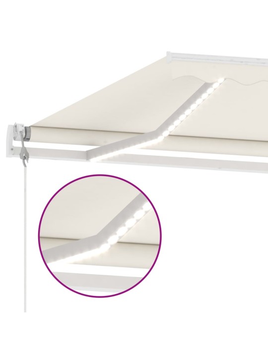 Izvelkama markīze, LED, vēja sensors, krēmkrāsas, 500x300 cm