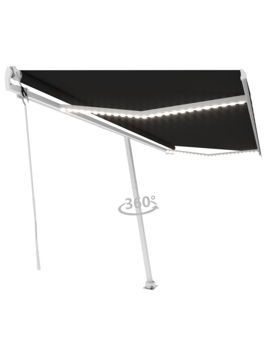 Izvelkama markīze ar led un vēja sensoru, pelēka, 500x300 cm