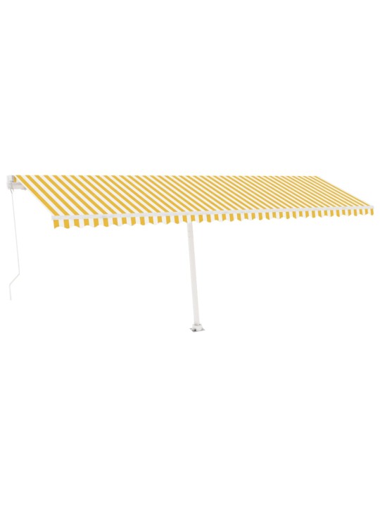 Izvelkama markīze ar led, 600x300 cm, manuāla, dzeltena, balta