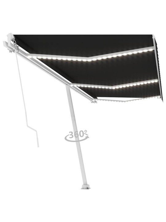 Izvelkama markīze ar led, manuāla, 600x300 cm, antracītpelēka