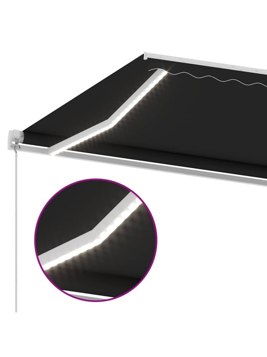Izvelkama markīze ar led, manuāla, 600x300 cm, antracītpelēka