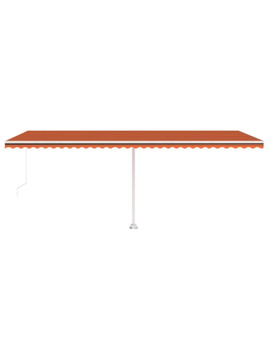 Izvelkama markīze ar led, manuāla, 600x300 cm, oranža un brūna