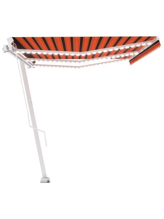 Izvelkama markīze ar led, manuāla, 600x300 cm, oranža un brūna