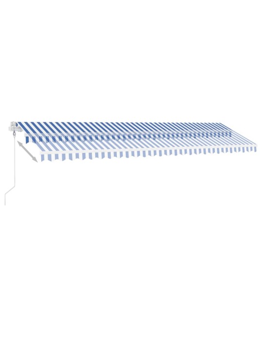 Izvelkama markīze, led, vēja sensors, 600x300 cm, zila un balta