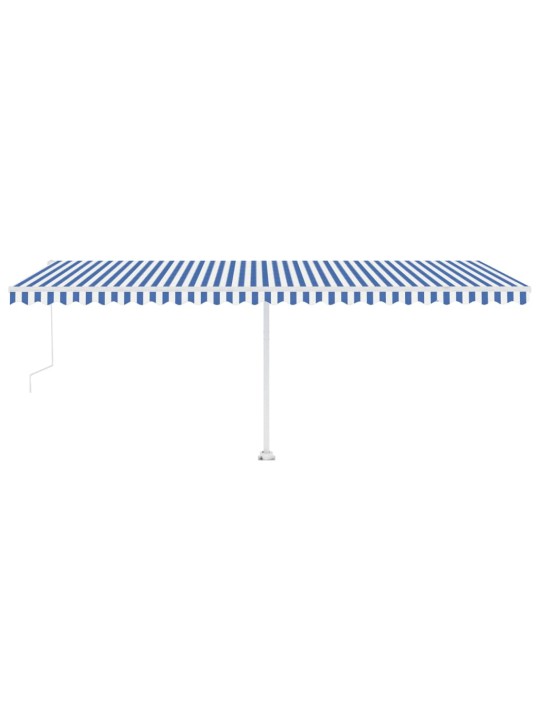 Izvelkama markīze, led, vēja sensors, 600x300 cm, zila un balta