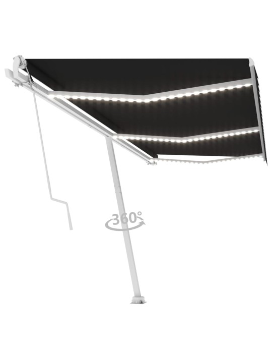Izvelkama markīze ar led un vēja sensoru, pelēka, 600x300 cm