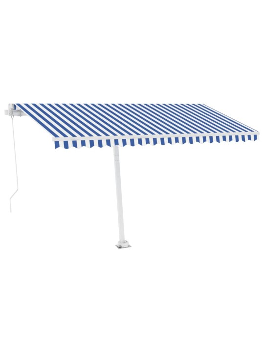 Izvelkama markīze ar led, 400x350 cm, manuāla, zila un balta