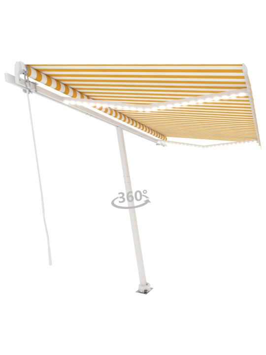 Izvelkama markīze ar led, 400x350 cm, manuāla, dzeltena, balta