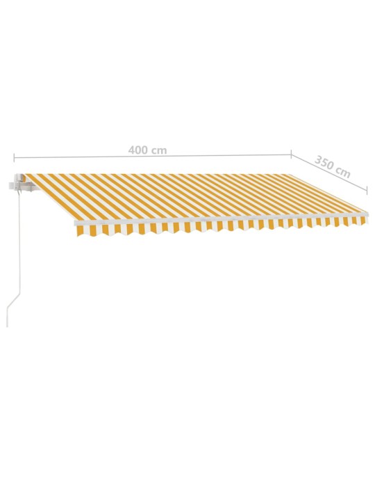 Izvelkama markīze ar led, 400x350 cm, manuāla, dzeltena, balta