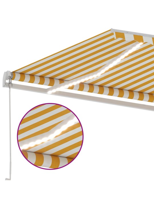 Izvelkama markīze ar led, 400x350 cm, manuāla, dzeltena, balta