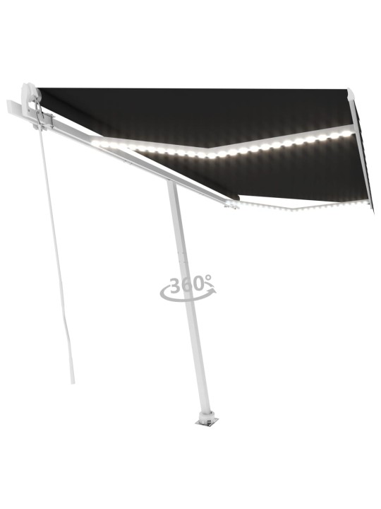 Izvelkama markīze ar led, 400x350 cm, manuāla, antracītpelēka