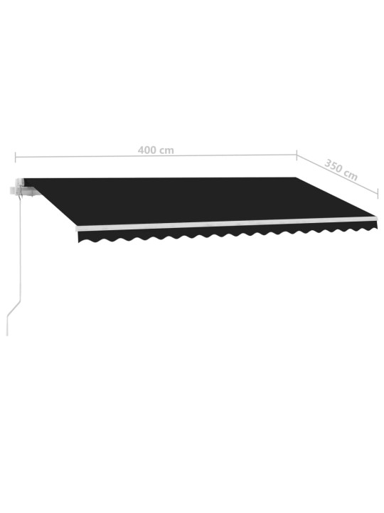 Izvelkama markīze ar led, 400x350 cm, manuāla, antracītpelēka