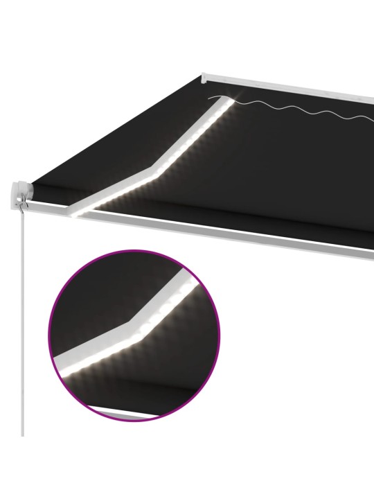 Izvelkama markīze ar led, 400x350 cm, manuāla, antracītpelēka