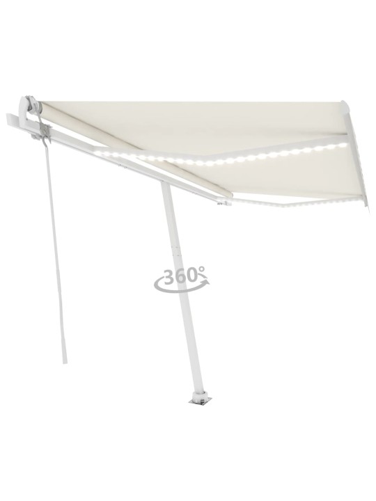 Izvelkama markīze, LED, vēja sensors, krēmkrāsas, 400x350 cm