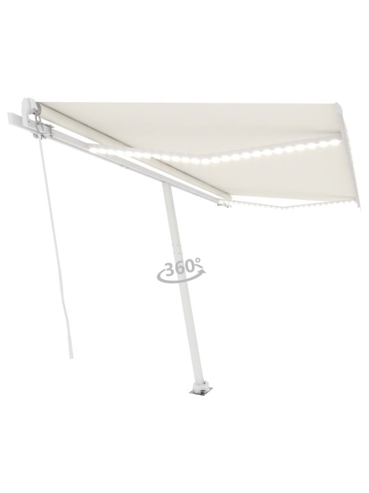 Izvelkama markīze ar led, 450x350 cm, manuāla, krēmkrāsas