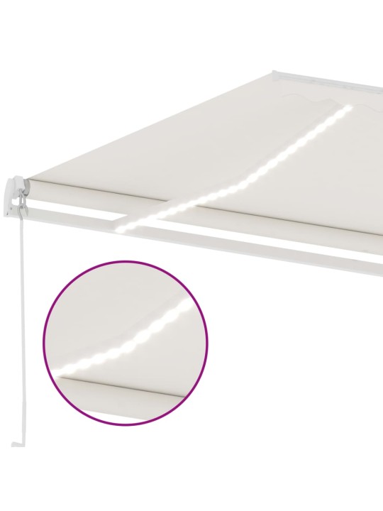 Izvelkama markīze ar led, 450x350 cm, manuāla, krēmkrāsas