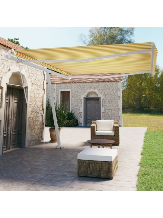 Markīze ar kātu, 450x350 cm, automātiska, dzeltena/balta