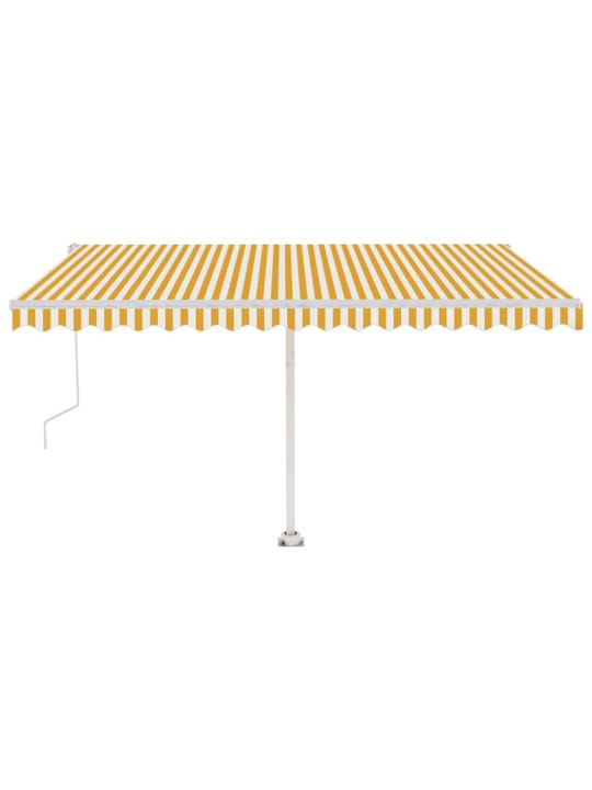 Izvelkama markīze, led, vēja sensors, dzeltena/balta, 450x350cm