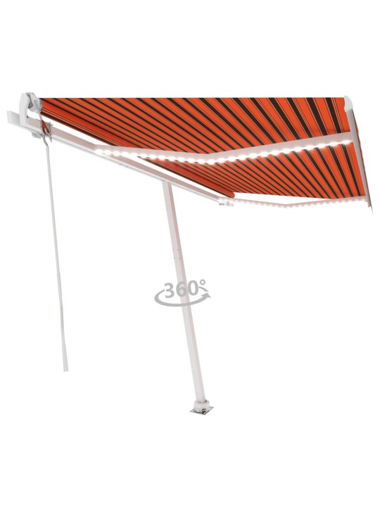 Izvelkama markīze, led, vēja sensors, oranži brūna, 450x350 cm