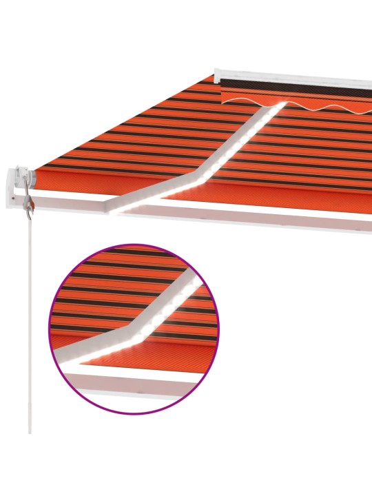 Izvelkama markīze, led, vēja sensors, oranži brūna, 450x350 cm