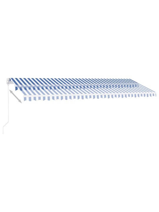 Izvelkama markīze ar led, 500x350 cm, manuāla, zila un balta