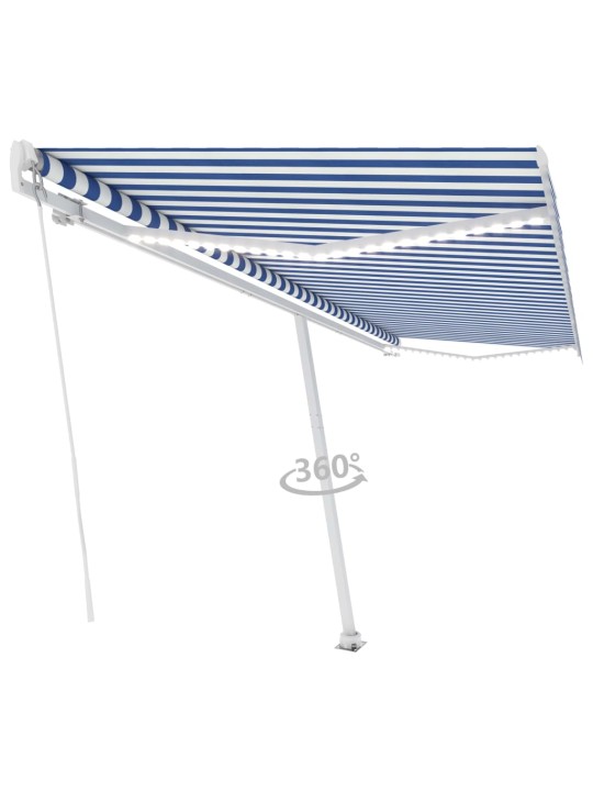 Izvelkama markīze ar led, 500x350 cm, manuāla, zila un balta